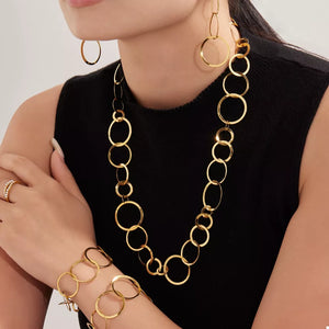 gold necklace with hip-length and clasp