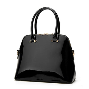 Patent Leather Medium Tote Handbag in Green with patent finish