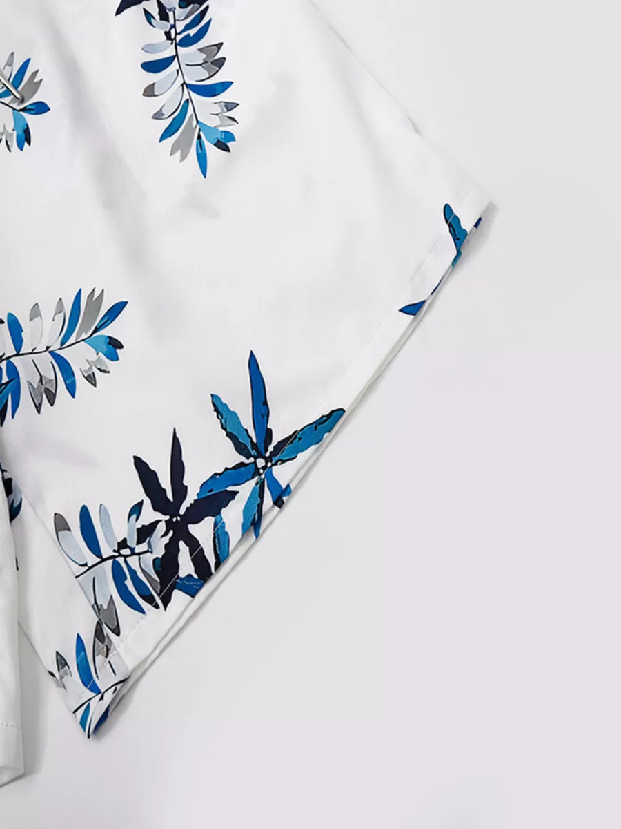 Men's Tropical Print Short Sleeve Shirt And Shorts Set option 5