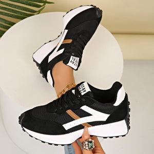 Round Toe Lace Up Sneakers Style 10600142493 in black with round toe