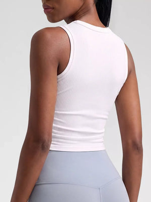 athletic tank in Air Force Blue with ribbed and cropped