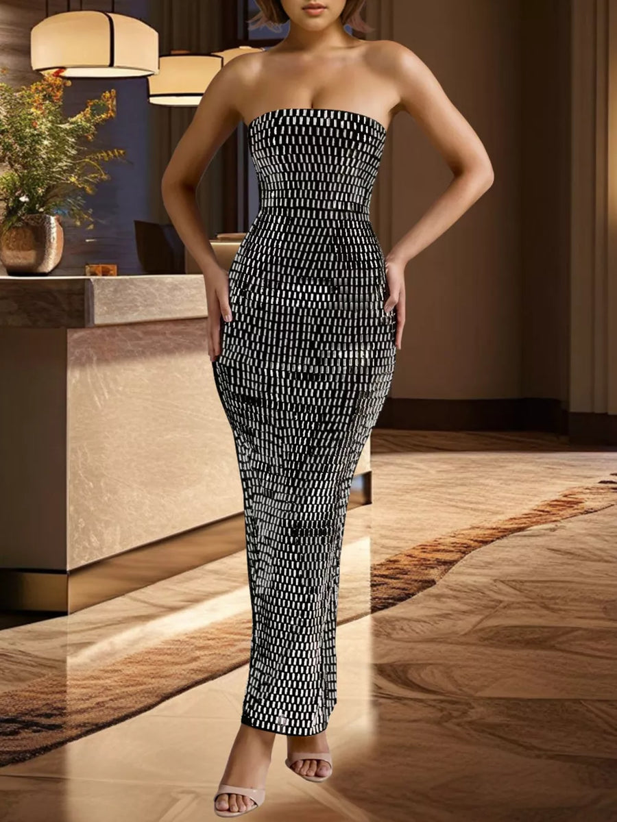 Slit Back Tube Maxi Dress in Tan