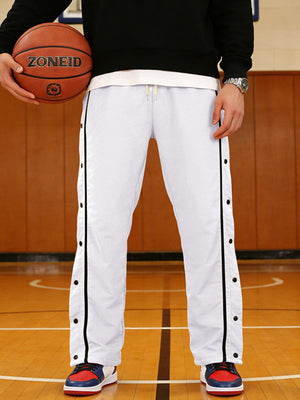 Brown pants with full-length and snap, drawstring
