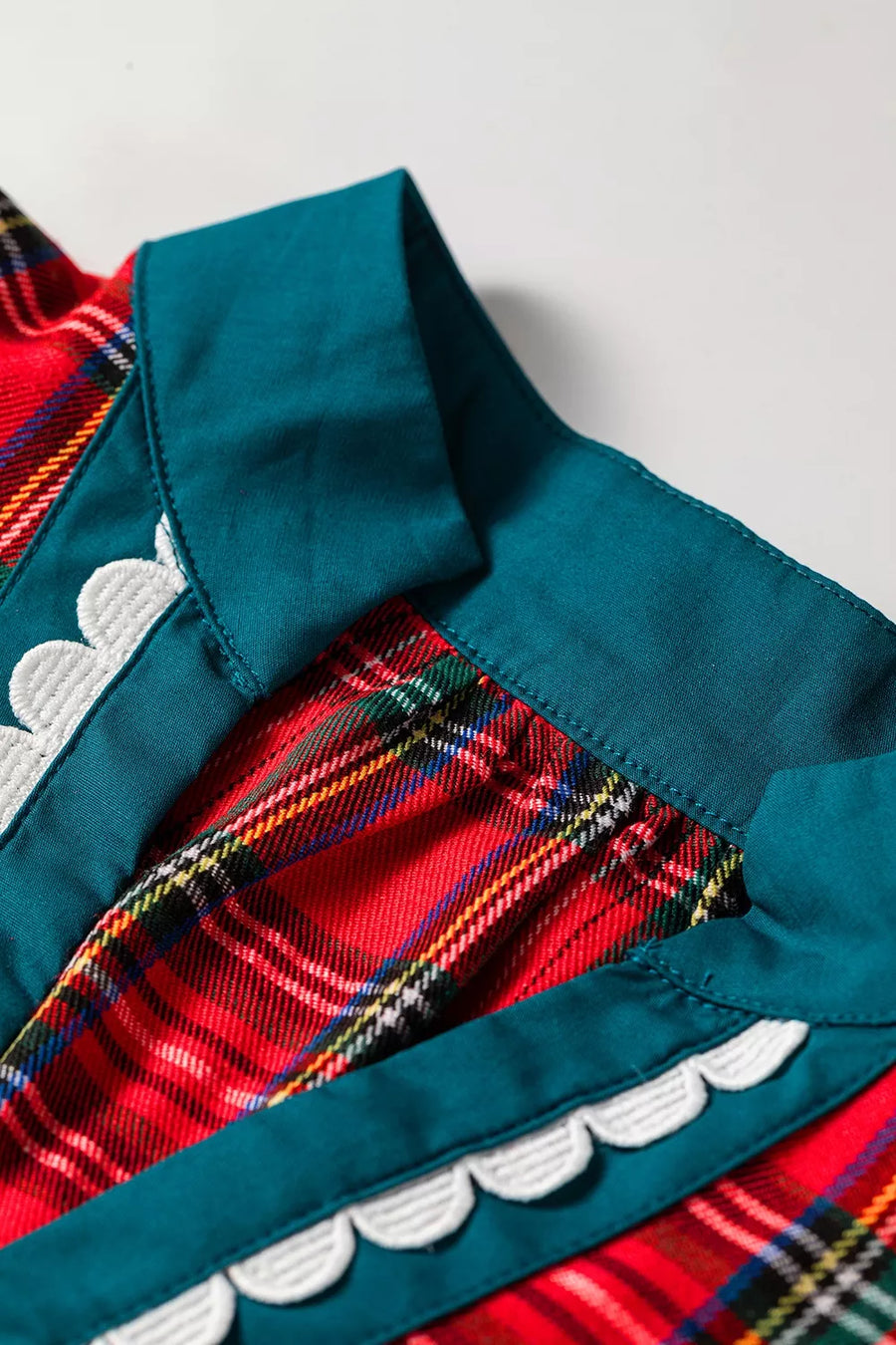 Plaid V Neck Short Sleeve Shift Blouse option 5
