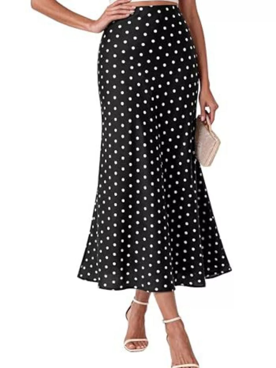 100% polyester Care instructions: Machine wash cold midi skirt in pink with flared silhouette