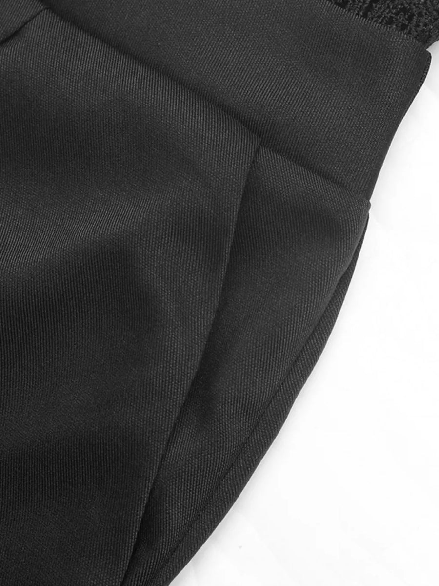High-waisted Wide-leg Lace-trimmed Pants in Black