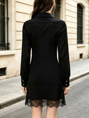 Black fitted shirt dress with collared
