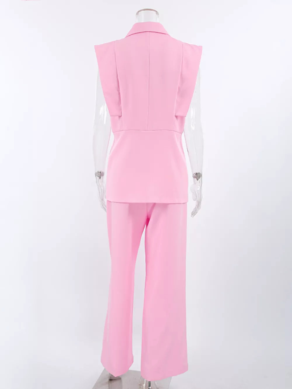 light pink two-piece set with zipper and sleeveless