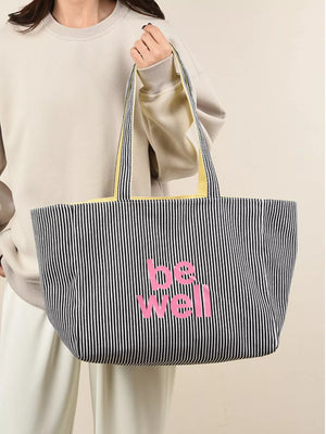 Dusty Pink with Striped Canvas Duffel Bag