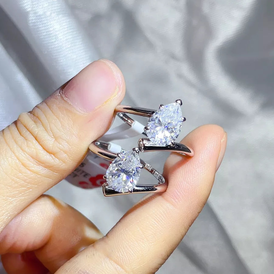 0.3 Carat Solitaire Moissanite Wrap Sterling Silver Ring option 3