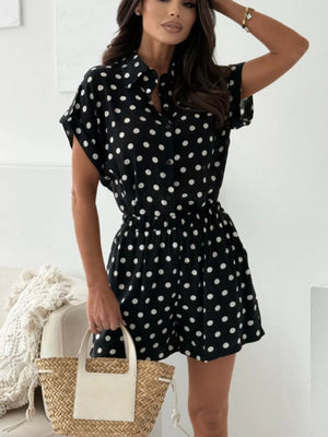 ivory shirt and shorts set with two-piece and short sleeve