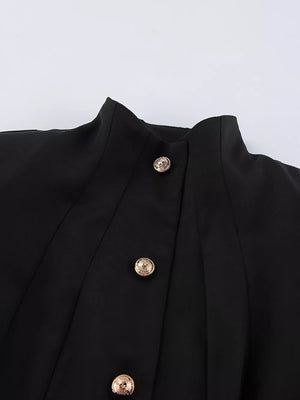 Elegant Stand Collar Blazer And Mini Skirt Set option 10