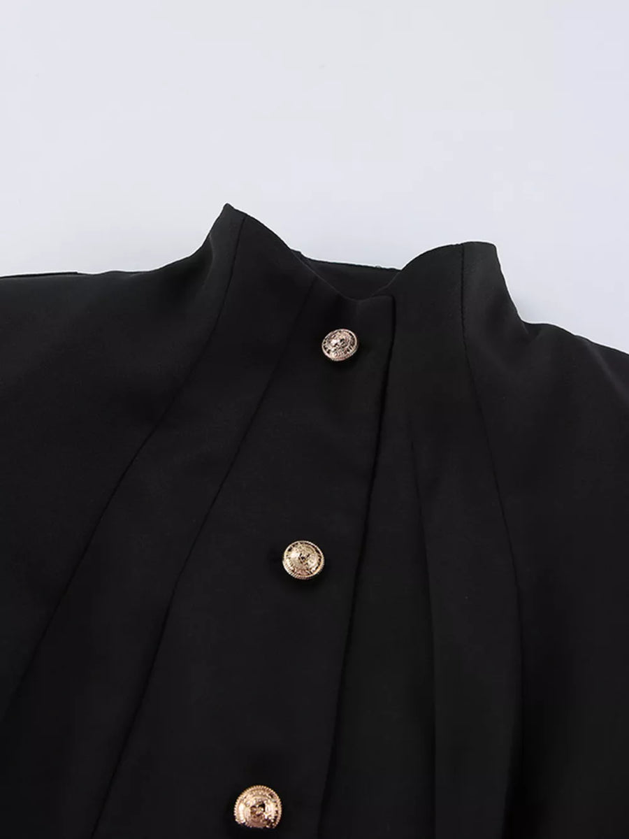 Elegant Stand Collar Blazer And Mini Skirt Set option 10