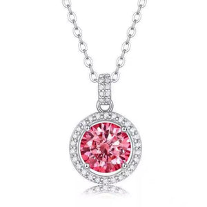 3 Carat Moissanite 925 Sterling Silver Pendant Necklace in silver with faceted moissanite
