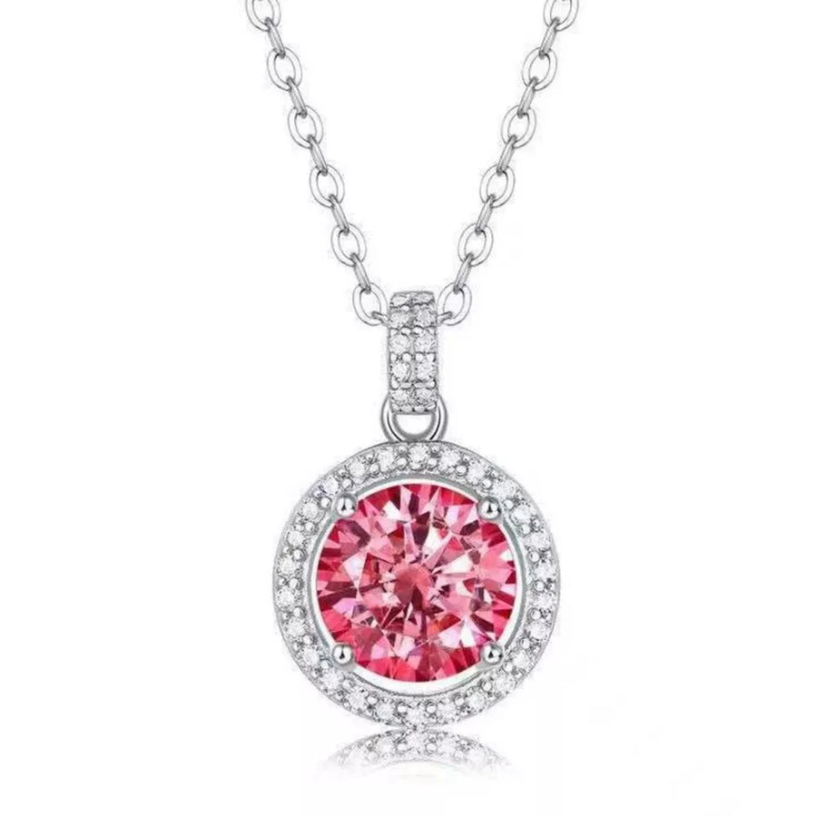 3 Carat Moissanite 925 Sterling Silver Pendant Necklace in silver with faceted moissanite
