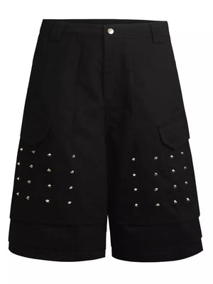 Men's Studded Cargo Capris in Chocolate