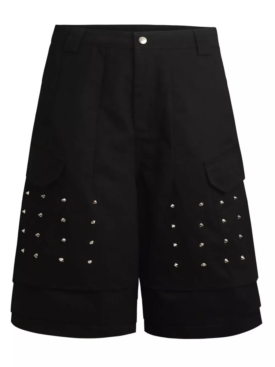Men's Studded Cargo Capris in Chocolate