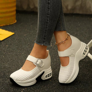 White Mary Jane shoes with not applicable and hook-and-loop