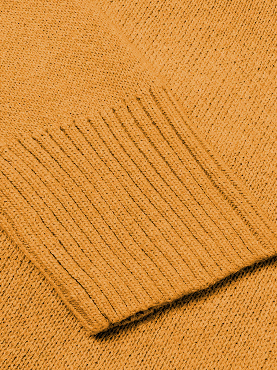 Ribbed Trim V-Neck Knit Sweater in Dusty Pink