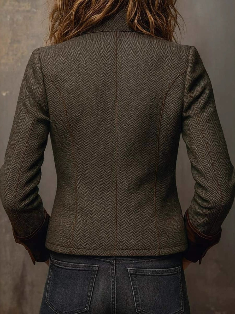 vintage-inspired blazer in Army Green with notch lapel