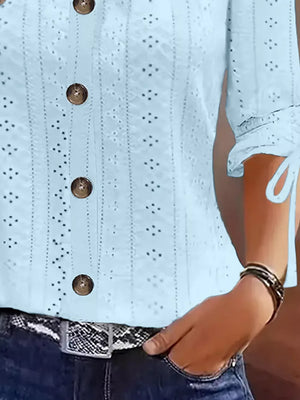 Light Green regular blouse with v-neck