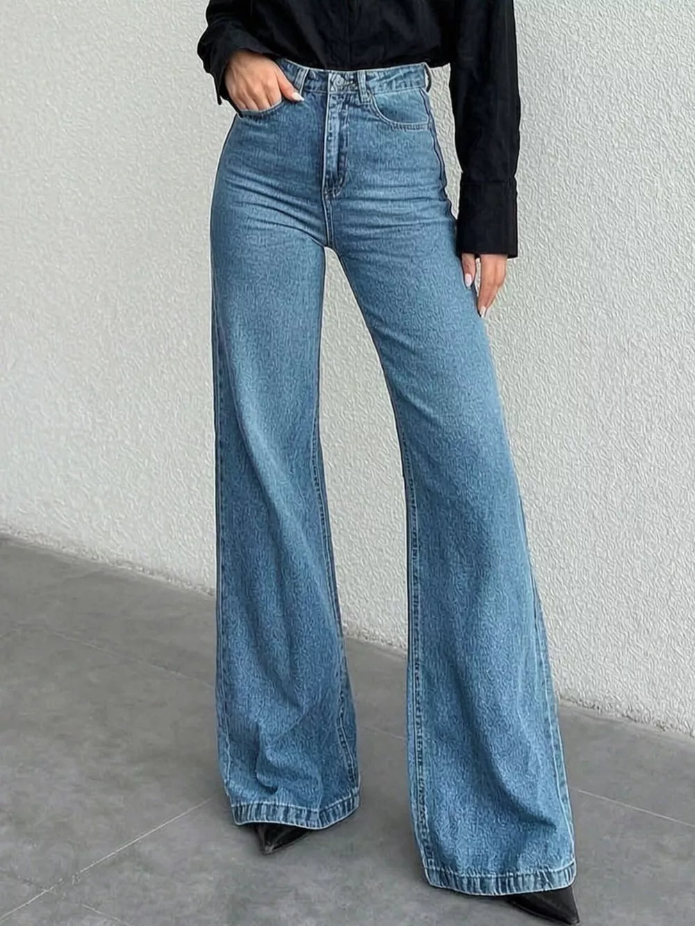 Light Blue High-waisted Bootcut Jeans