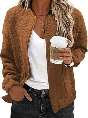 Navy Blue quilted jacket with basic style and long sleeve