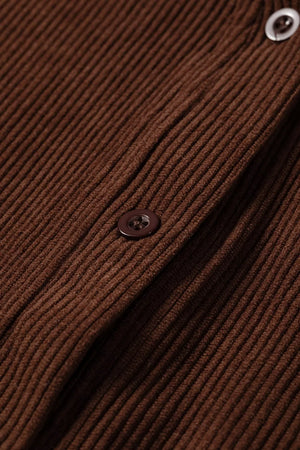 Solid Color Ruffle Trim V Neck Corduroy Jacket option 10