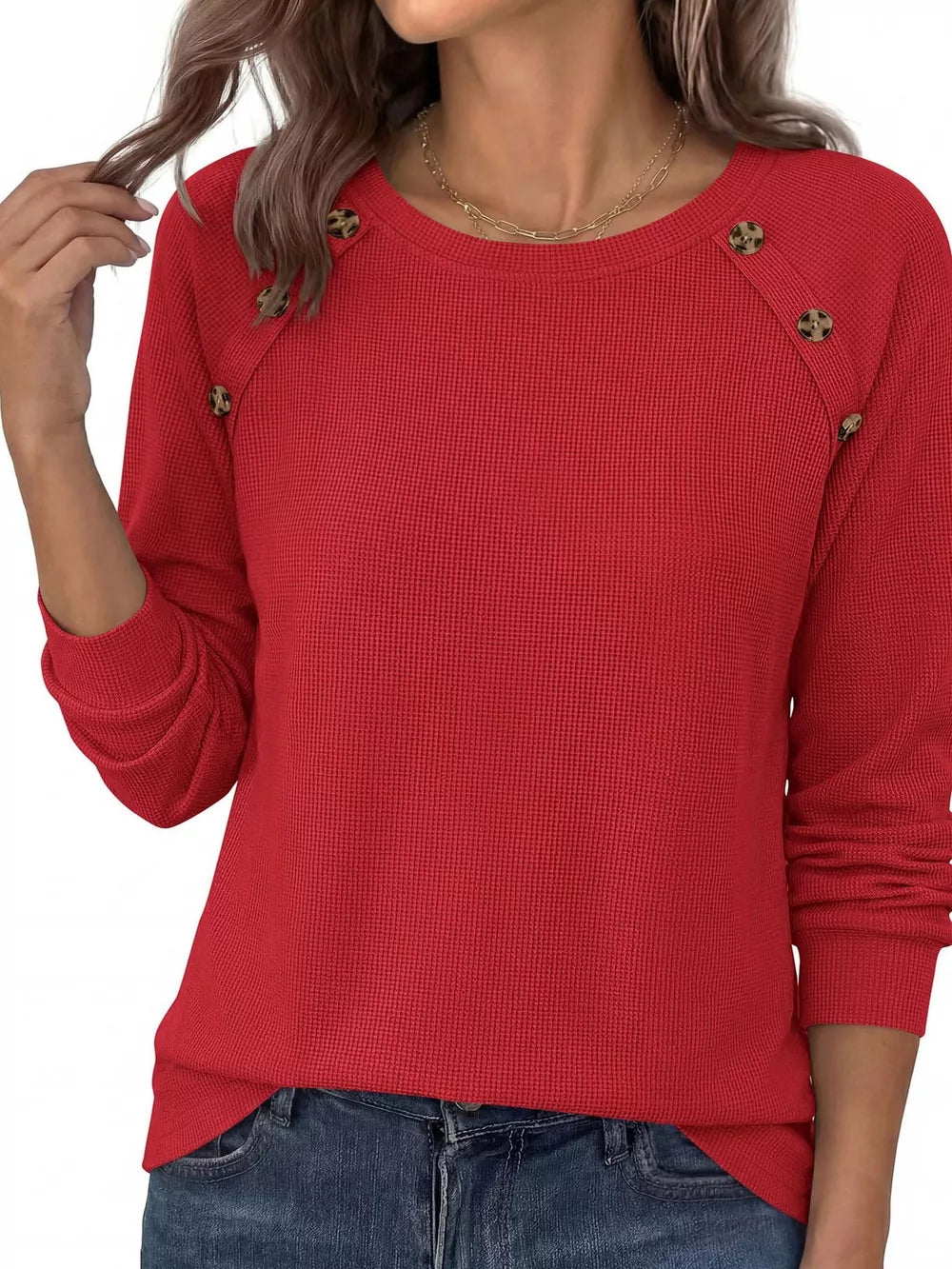 classic t-shirt in Red with crew neck