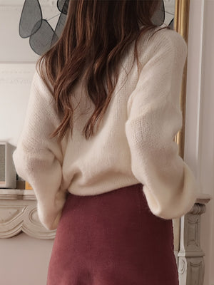 classic turtleneck sweater in ivory with turtleneck