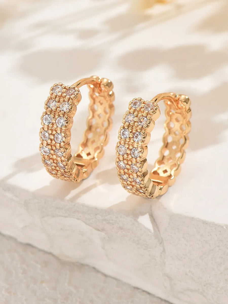 18K Gold-Plated,Stainless Steel,Zircon Care instructions: Avoid wearing during e earrings in Gold with hoop silhouette
