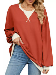 sweatshirt in Gold with color-block and contrast trim