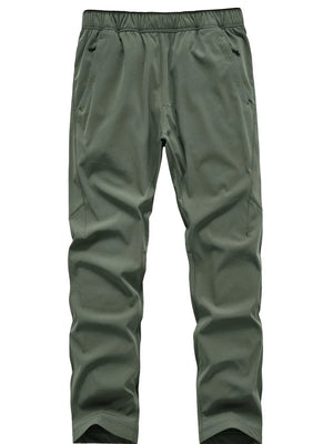 Plus size men's army green sweatpants with elastic waist and pockets.