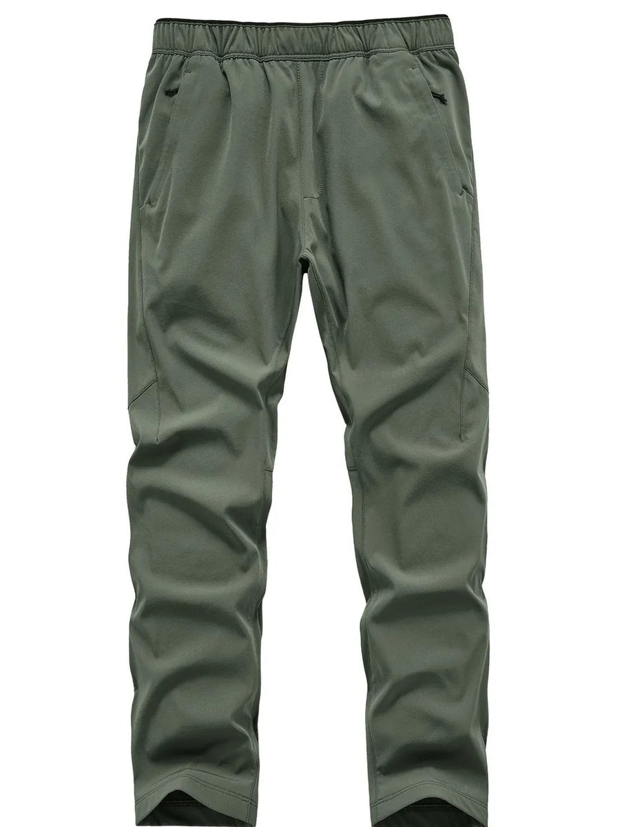 Plus size men's army green sweatpants with elastic waist and pockets.
