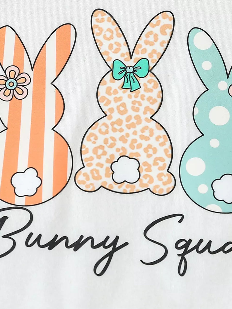 Children's Bunny Round Neck Tee And Pants Set option 5