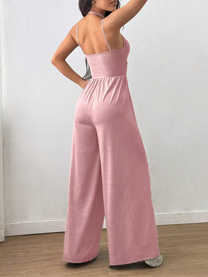 modern jumpsuit in White with square neck