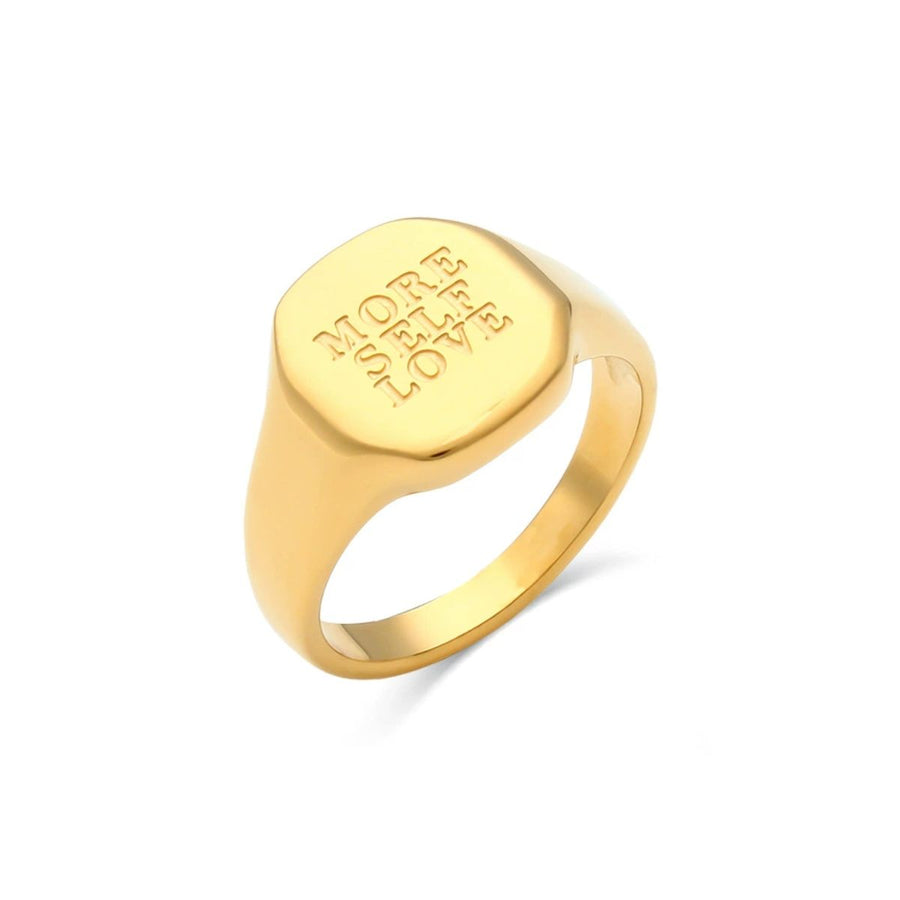 18K Gold-Plated Letter Signet Ring in Style D with 18K gold-plated