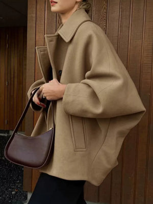 classic overcoat in camel with notch lapel