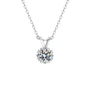 1 Carat Moissanite 925 Sterling Silver Pendant Necklace in silver with pendant