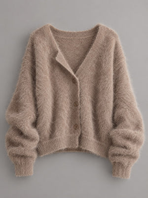 Golden mink fleece Care instructions: Hand wash cold cardigan in Coffee with oversized silhouette