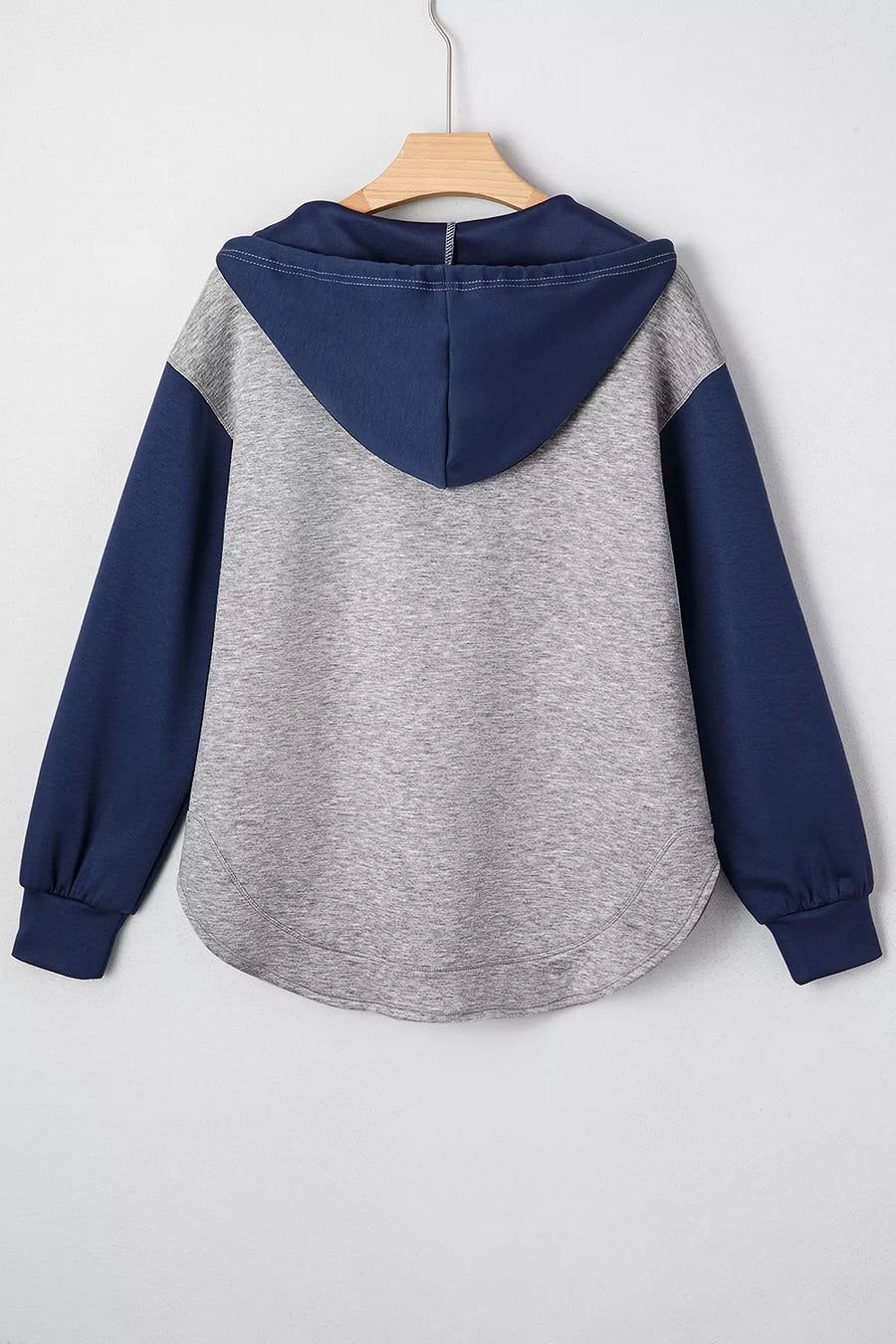 Color Block V Neck Drawstring Hoodie option 6