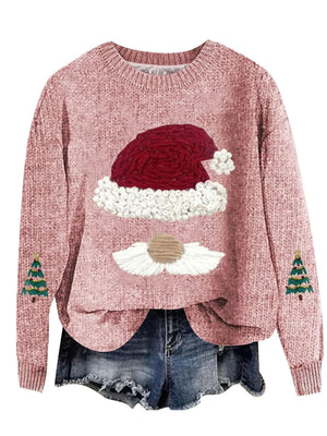 Green pullover sweater with stretch and long sleeve