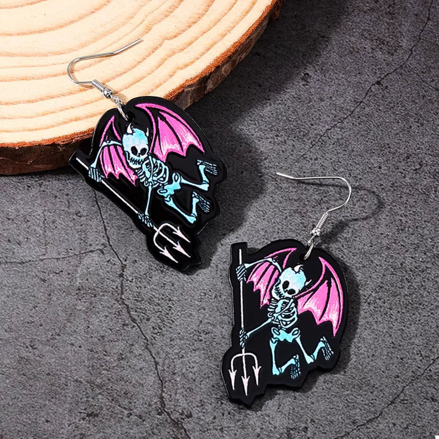 light blue earrings featuring dangle and graphic-print