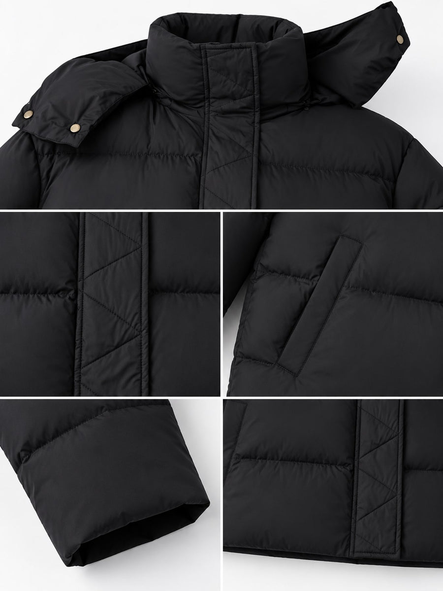 White puffer jacket with zipper and long sleeve