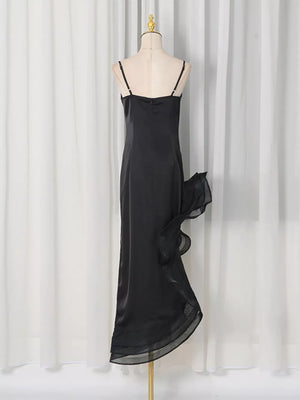 Spaghetti Strap Ruffle Slit Maxi Dress option 6