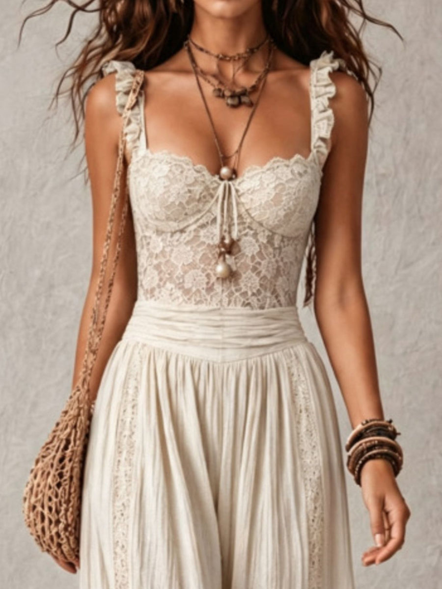 bohemian jumpsuit in Black with sweetheart
