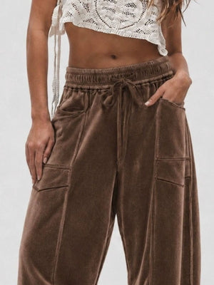 100% polyester Care instructions: Machine wash cold wide-leg pants in Wine Red with loose silhouette