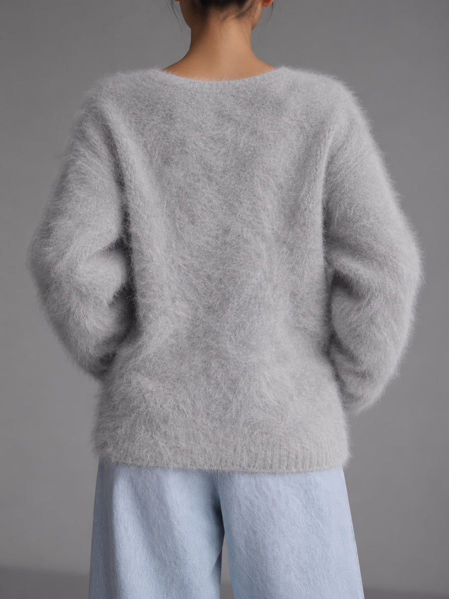 Golden mink fleece Care instructions: Hand wash cold cardigan in Gray with oversized silhouette