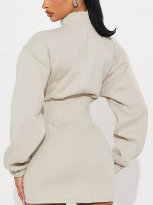 Casual Zip-up Long Sleeve Mini Dress option 7