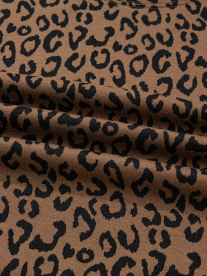 Brown leopard print joggers with drawstring detail